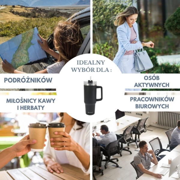 СТАЛЕВА ТЕРМОЧАШКА 1100 мл З РУЧКОЮ ТА ТРУБОЧКОЮ KLAUSBERG KB-7942