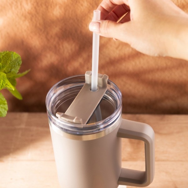 СТАЛЕВА ТЕРМОЧАШКА 1100 мл З РУЧКОЮ ТА ТРУБОЧКОЮ KLAUSBERG KB-7943