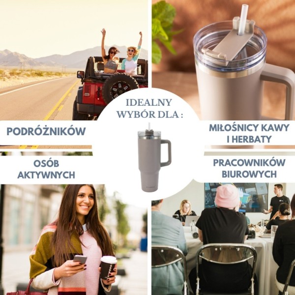 СТАЛЕВА ТЕРМОЧАШКА 1100 мл З РУЧКОЮ ТА ТРУБОЧКОЮ KLAUSBERG KB-7943