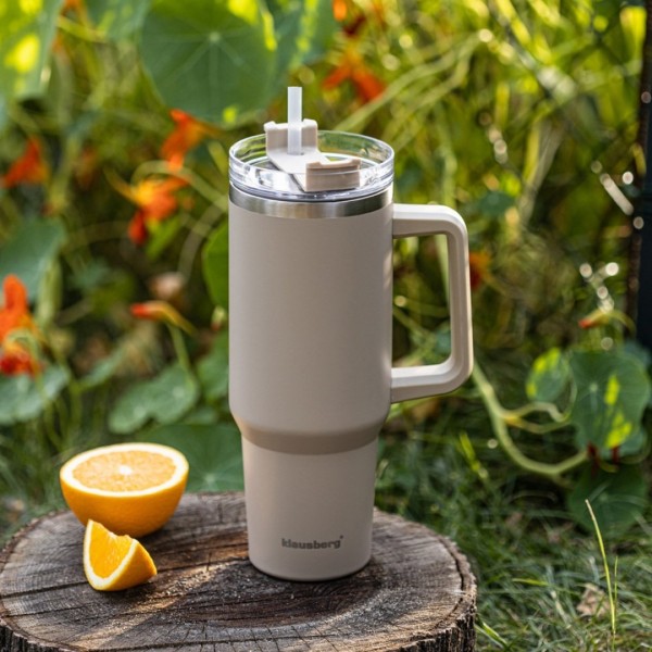 СТАЛЕВА ТЕРМОЧАШКА 1100 мл З РУЧКОЮ ТА ТРУБОЧКОЮ KLAUSBERG KB-7943