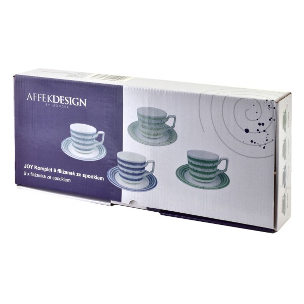 JOY Набір із 6 чашок із блюдцями, зелений, 210 мл