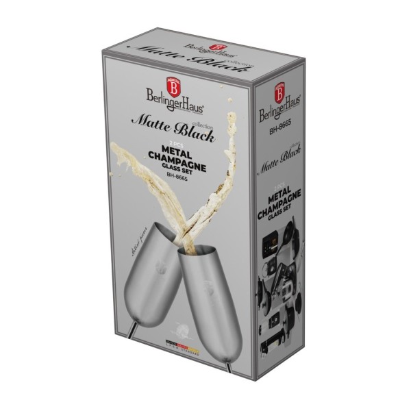 Kieliszki do szampana Berlinger haus BH-8665 (matowe czarne)