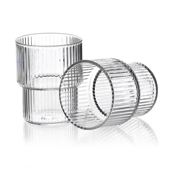 Набір із 4 склянок ELLA STRIPES об'ємом 320 мл, виготовлений з боросилікатного скла, розміром 8x7x9,7 см