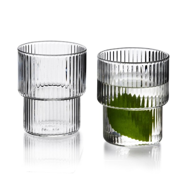 Набір із 4 склянок ELLA STRIPES об'ємом 320 мл, виготовлений з боросилікатного скла, розміром 8x7x9,7 см