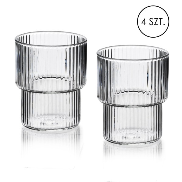 Набір із 4 склянок ELLA STRIPES об'ємом 320 мл, виготовлений з боросилікатного скла, розміром 8x7x9,7 см