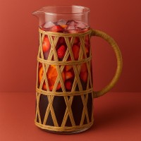 СУЧАСНА КУХНЯ Скляний глечик 1,1 л 10x8x19,5 см з плетіннями в стилі бохо