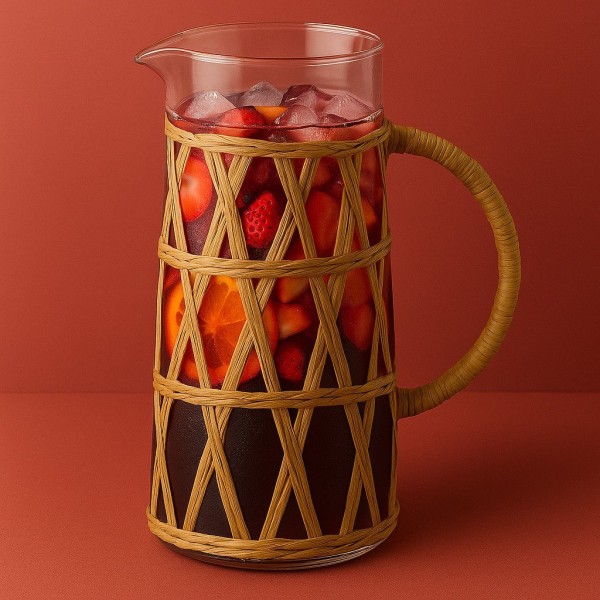 СУЧАСНА КУХНЯ Скляний глечик 1,1 л 10x8x19,5 см з плетіннями в стилі бохо