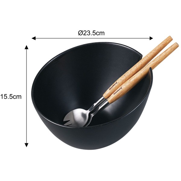 ПОРЦЕЛЯНОВА САЛАТНИЦЯ 23 см З ЛОЖКАМИ KLAUSBERG KB-7786 ЧОРНИЙ