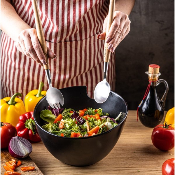 ПОРЦЕЛЯНОВА САЛАТНИЦЯ 23 см З ЛОЖКАМИ KLAUSBERG KB-7786 ЧОРНИЙ