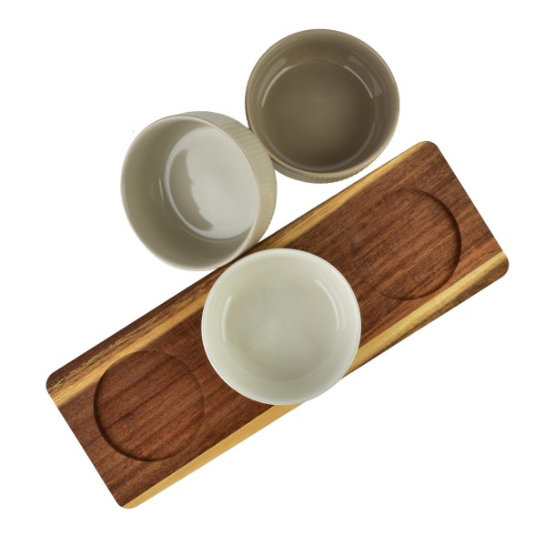 СУЧАСНА КУХОННА ДОШКА з 3 мисками 10x10x4,5 см (32x11x1,2 см) 210 мл