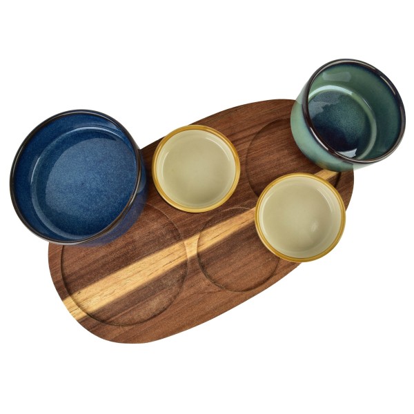 СУЧАСНА КУХОННА ДОШКА з 4 мисками 11x3,58,5x42x/7x3,3 см (28x16x1,2 см) 160 мл/120 мл/80 мл