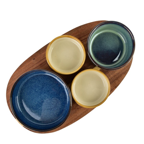 СУЧАСНА КУХОННА ДОШКА з 4 мисками 11x3,58,5x42x/7x3,3 см (28x16x1,2 см) 160 мл/120 мл/80 мл