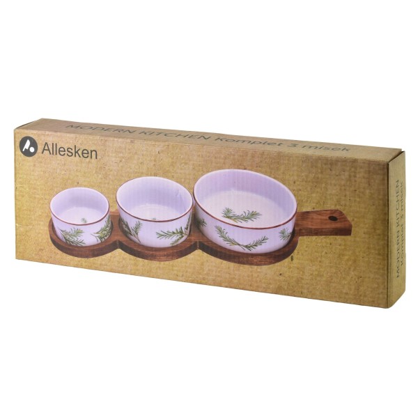 Deska z 3 miskami Allesken MODERN KITCHEN (35x12x1,2 cm)