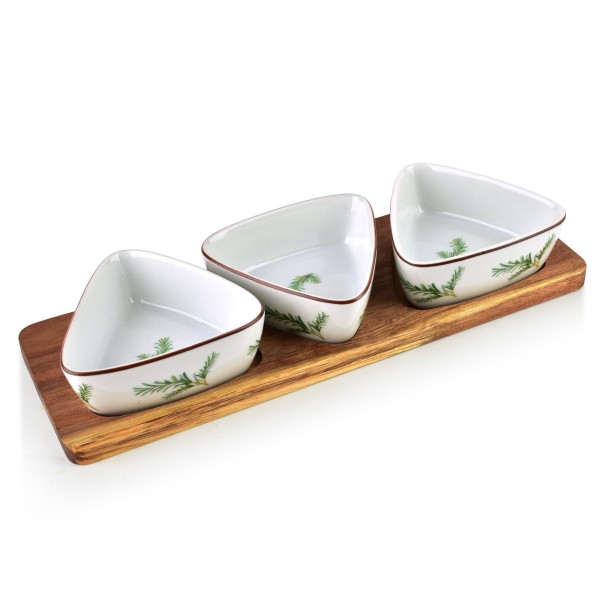 СУЧАСНА КУХОННА ДОШКА з 3 трикутними мисками 9,5x4 см (28x9,5x1,5 см) розмарин 100 мл