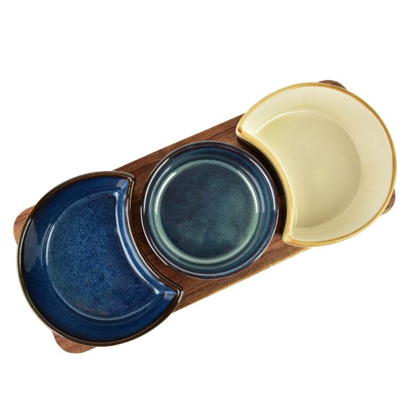 СУЧАСНА КУХОННА ДОШКА з 3 мисками 8,5x42x/11x9,5x3,5 см (26,5x11x1,2 см) 2x150 мл 120 мл