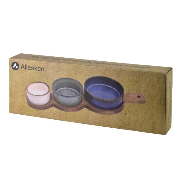 СУЧАСНА КУХОННА дошка з 3 мисками 11x3,5 8,5x47x3,3 см (35x12x1,2 см) 160 мл/120 мл/80 мл