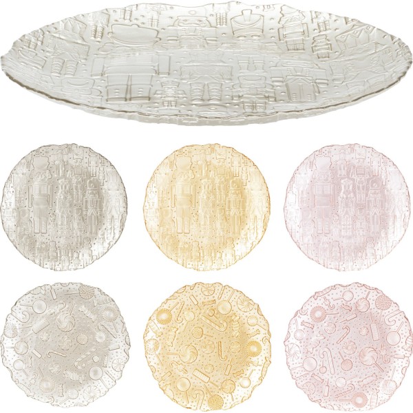 Скляна тарілка, діаметр 32 см, 6 видів