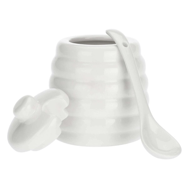 Cukiernica z pokrywką i łyżeczką La Porcellana Bianca MENAGE (porcelanowa)