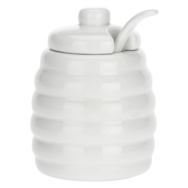 Cukiernica z pokrywką i łyżeczką La Porcellana Bianca MENAGE (porcelanowa)