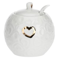 LA PORCELLANA BIANCA VALENTINO ORO Декорована цукорниця з кришкою та ложкою 270 мл
