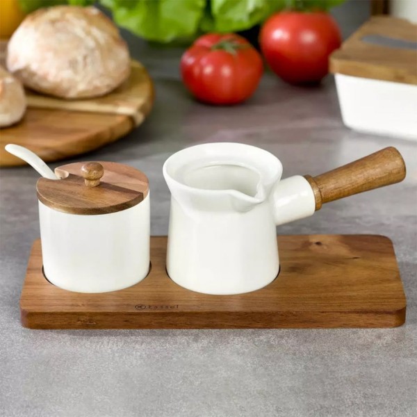 Mlecznik i cukiernica z łyżeczką Kassel 93559 (porcelanowy)