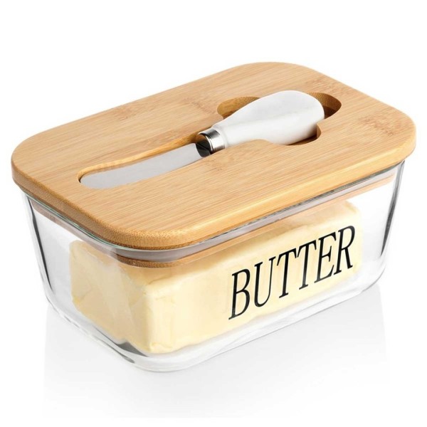 Maselniczka szklana VILDE 139475 (z nożykiem i bambusową pokrywą)