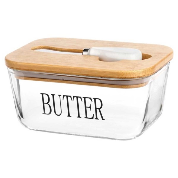 Maselniczka szklana VILDE 139475 (z nożykiem i bambusową pokrywą)