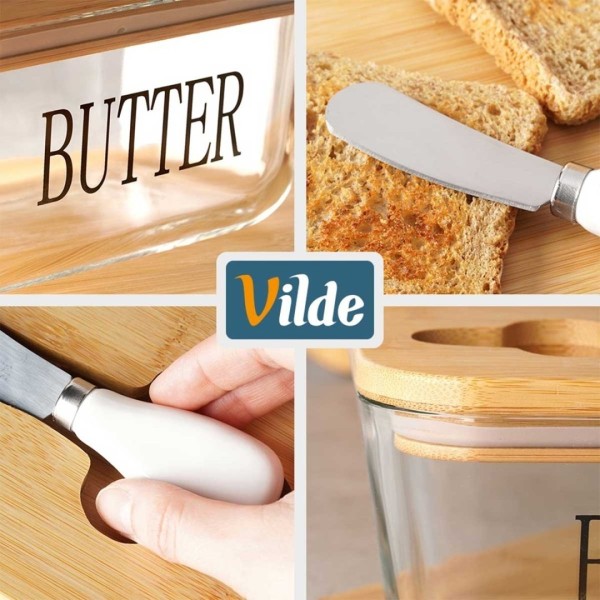 Maselniczka szklana VILDE 139475 (z nożykiem i bambusową pokrywą)