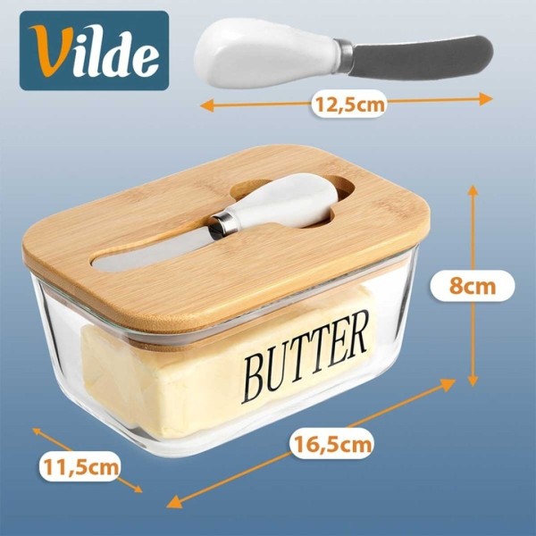 Maselniczka szklana VILDE 139475 (z nożykiem i bambusową pokrywą)