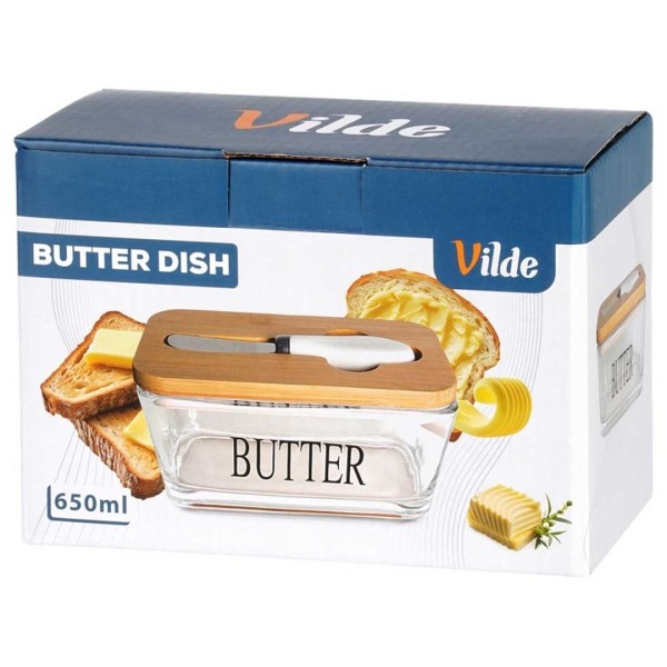 Maselniczka szklana VILDE 139475 (z nożykiem i bambusową pokrywą)