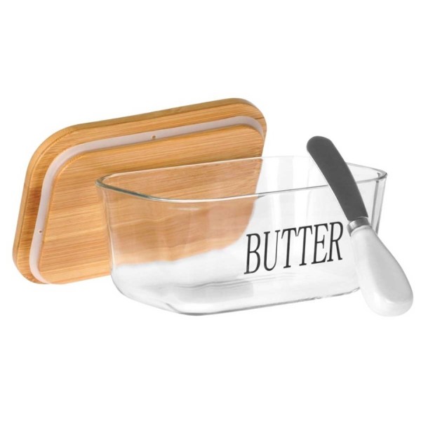 Maselniczka szklana VILDE 139475 (z nożykiem i bambusową pokrywą)