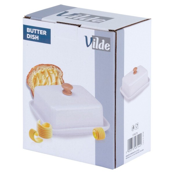 Maselnica VILDE 139678 (ceramiczna, biały korpus z drewnianym uchwytem)