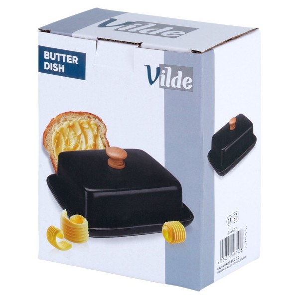 Maselnica ceramiczna VILDE 139677 (czarna z drewnianym uchwytem)