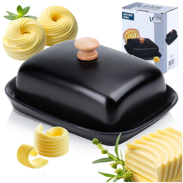 Maselnica ceramiczna VILDE 139677 (czarna z drewnianym uchwytem)