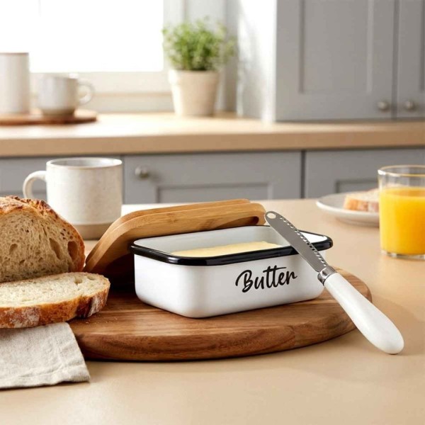 Maselnica VILDE 139515 (metalowa, biała z nożykiem)