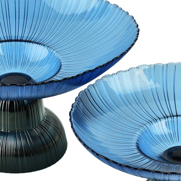 DAZ GLASS Patera na nodze 31x31x18 cm niebieska