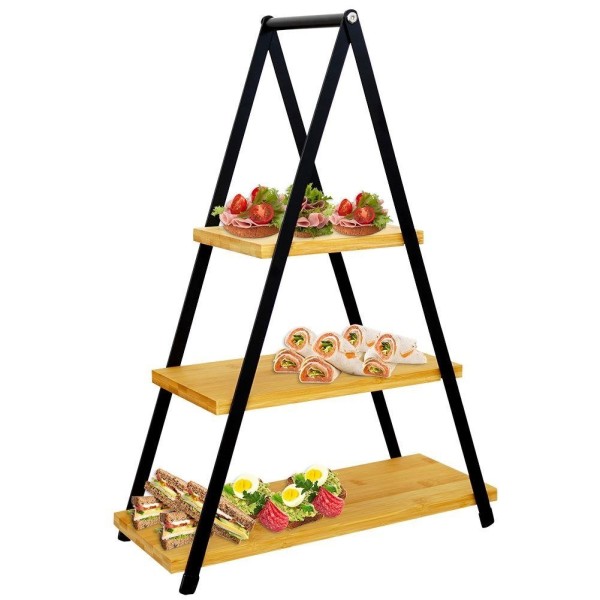 Patera na ciasto i owoce EH EXCELLENT HOUSEWARE 139201 (bambusowa, 3 piętra 38x16,5x53 cm)