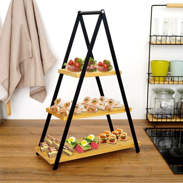 Patera na ciasto i owoce EH EXCELLENT HOUSEWARE 139201 (bambusowa, 3 piętra 38x16,5x53 cm)