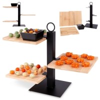 Бамбукова підставка для торта для фруктів та кексів, 3-ярусна, з мискою, 32x32x26,5 см, EXCELLENT HOUSEWARE 139213