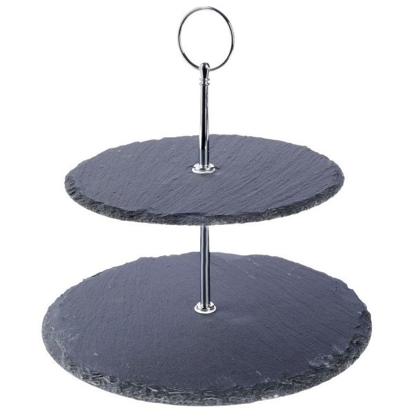 Підставка для торта для фруктів та кексів, кам'яна, 2-ярусна, 23 см, EXCELLENT HOUSEWARE 139313