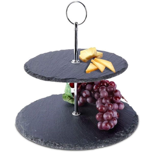 Підставка для торта для фруктів та кексів, кам'яна, 2-ярусна, 23 см, EXCELLENT HOUSEWARE 139313