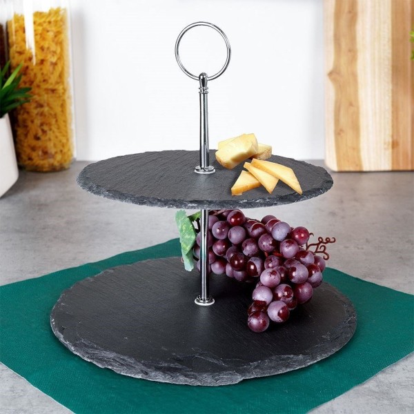 Підставка для торта для фруктів та кексів, кам'яна, 2-ярусна, 23 см, EXCELLENT HOUSEWARE 139313