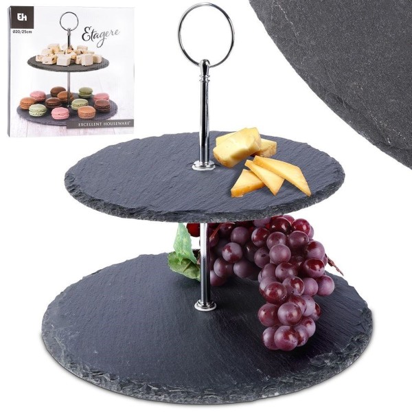 Підставка для торта для фруктів та кексів, кам'яна, 2-ярусна, 23 см, EXCELLENT HOUSEWARE 139313