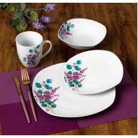 LEA LAVENDER Komplet obiadowy 16cz. kubek 370ml/miska 500ml 17/19,5/25,5cm
