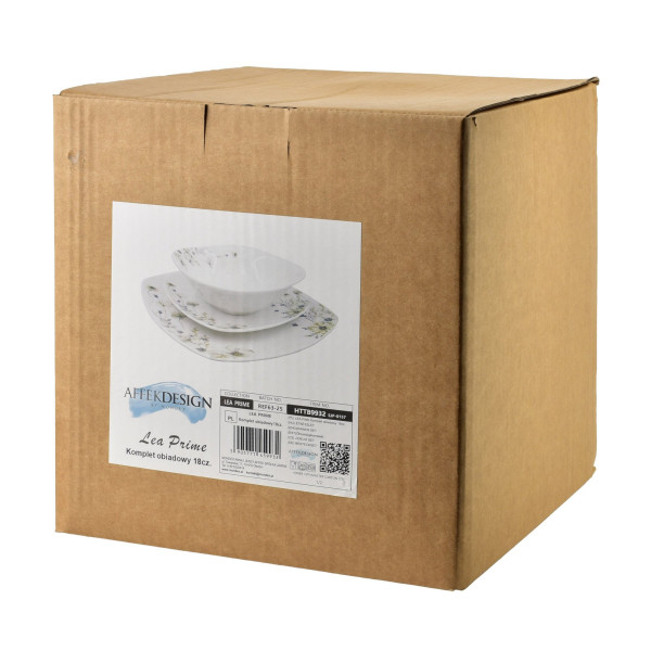 LEA PRIME Komplet obiadowy 18cz. miska 500ml 16,5cm/18cm/24cm