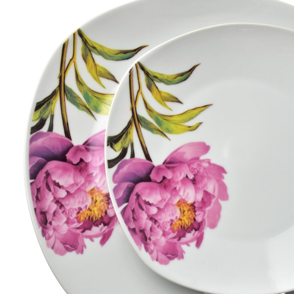 LEA PEONY Komplet obiadowy 16cz.  kubek 370ml/miska 500ml 17/19,5/25,5cm