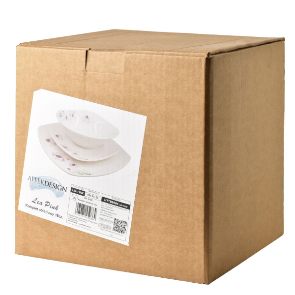 LEA PINK Komplet obiadowy 18części miska 16,5cm 500ml/18cm/24cm