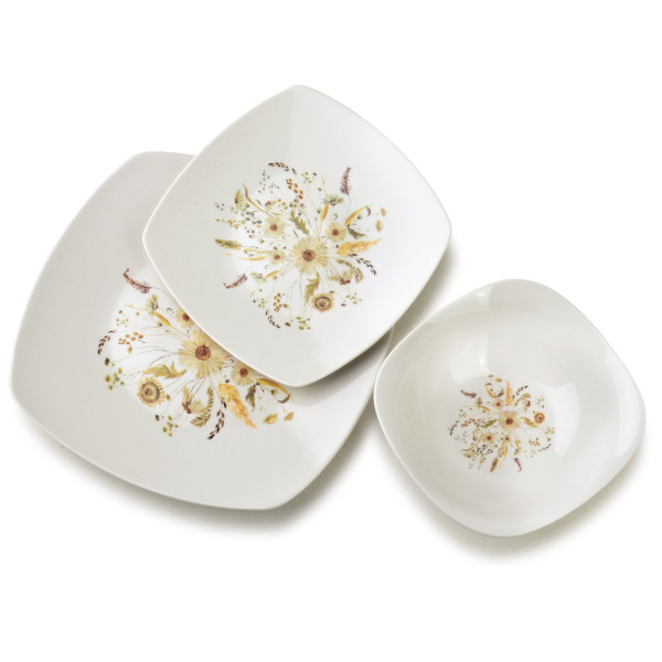 LEA BEIGE Komplet obiadowy 18części miska 16,5cm 500ml/18cm/24cm