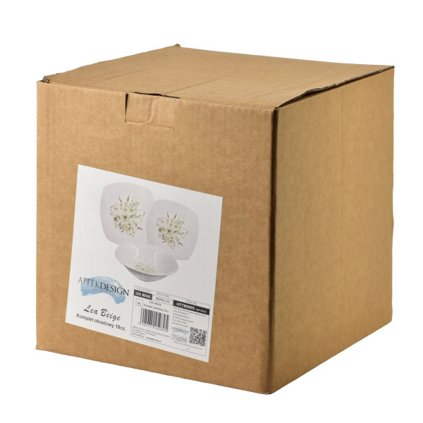 LEA BEIGE Komplet obiadowy 18części miska 16,5cm 500ml/18cm/24cm