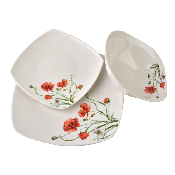 LEA POPPY Komplet obiadowy 18części16cm 500ml/18cm/24cm